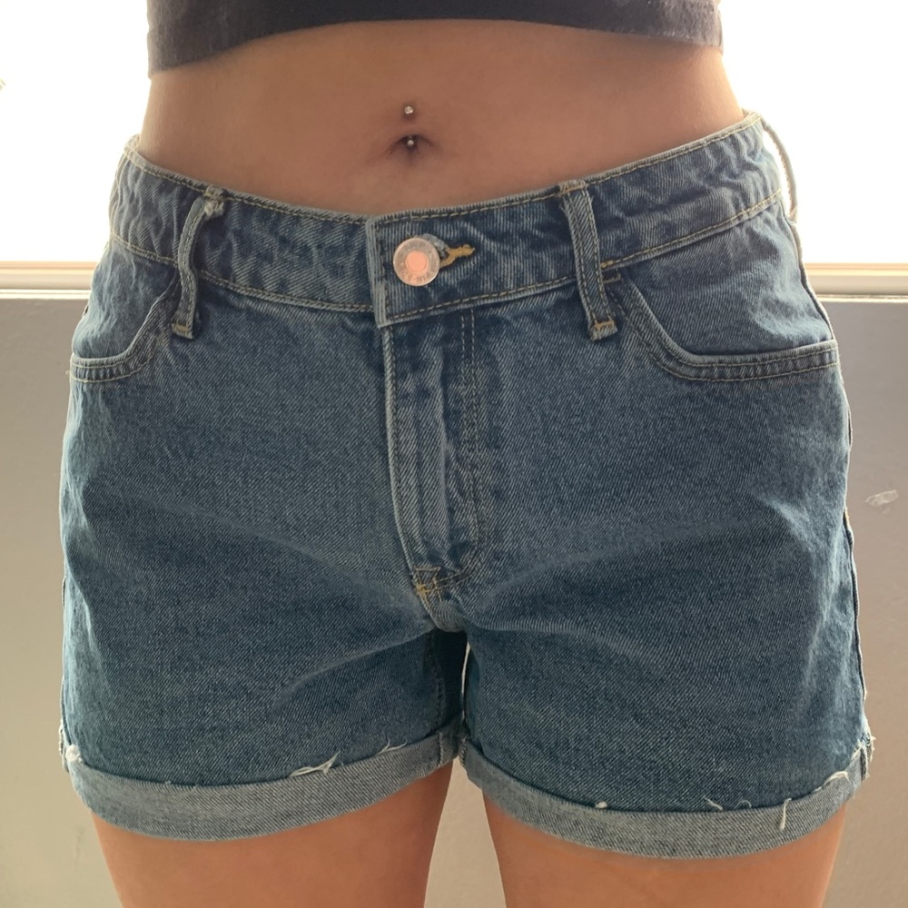 Blue denim shorts
